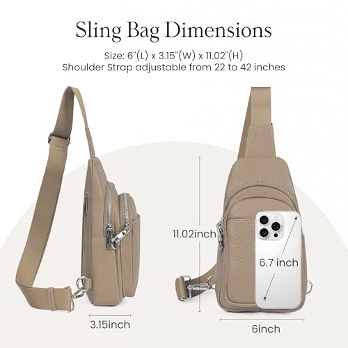 Genuine Leather Small Crossbody Bags for Women Anti (Taupe)