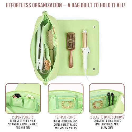 Hair Tools Travel Bag and Heat Resistant Mat (Apple Green)