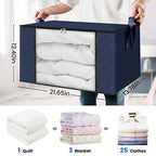 3 Pack Storage Bags for Clothes Blanket Storage Bins with Lids (3 Pack-60l / Blue)