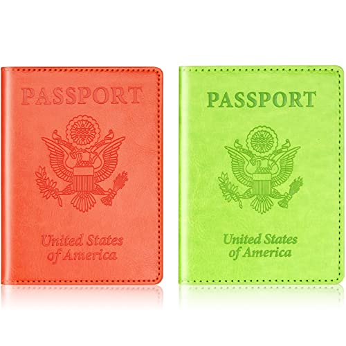 Green & Orange Passport Holder for Travel (A-green & orange / Minimalist)