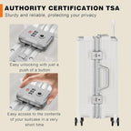 Carry On Luggage PC+ABS Aluminum Frame Zipperless Luggage Hard Shell Suitcase TSA Lock Double Spinner Wheels 20 Inch White (White / 20-inch(upgraded Tsa Lock))