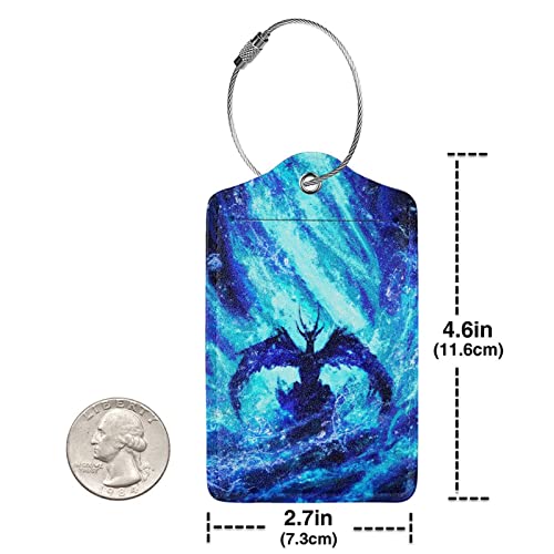 Set of 2 Dragon Luggage Tags for Suitcases Travel (Luggage Tag - Blue Dragon)
