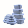 4 Pack Collapsible Silicone Food Containers Storage Lunch Bento Box with Lid BPA Free for Camping (Grey / 350 ml + 500 ml + 800 ml + 1200 ml)