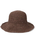 Womens Crochet Straw Sun Hat Foldable Floppy Wide Brim Beach Hat for Summer (One Size / Coffee)