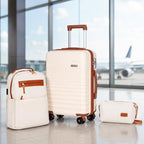 Carry On Luggage 22x14x9 Airline Approved Suitcase with Wheels (White / 3 Piece Sets (20/BP/TB))