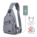 Crossbody Sling Bag Men Women (Leather Grey / Large)
