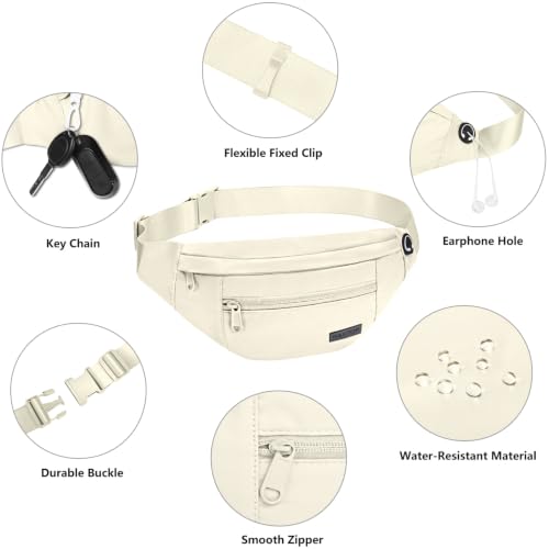 Crossbody Bag Fanny Pack for Women Travel Essential with Adjustable Strap (Beige / Large)