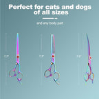 7 Inch Professional Dog Grooming Scissors Kit (Pro Rainbow 5 in 1)