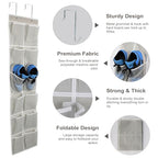 Over the Door 12 Pocket Hanging Shoe Organizer (Gray)