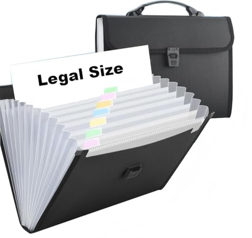 Extra Large Legal Size (Legal Size & Foolscap / 12 Pockets,1 Pack Black)