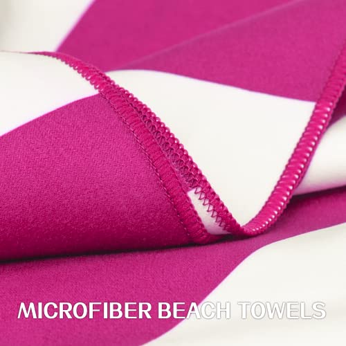 Microfiber Beach Towel Sand (O-rose Red Stripes / Large(60x30"))