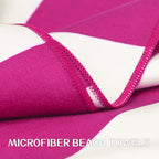 Microfiber Beach Towel Sand (O-rose Red Stripes / Large(60x30"))