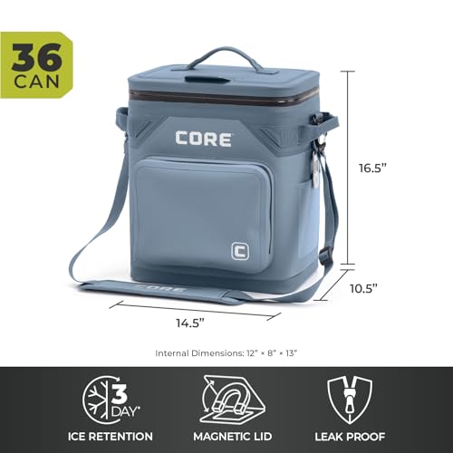 Magnetic Leak Proof 36 Can Soft Cooler with Waterproof Zipper (Steel Blue / 36 Can)