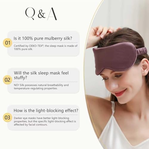 Adjustable 100% 22 Momme Mulberry Silk Sleep Mask (Sky Blue / 1 Count (Pack of 1))