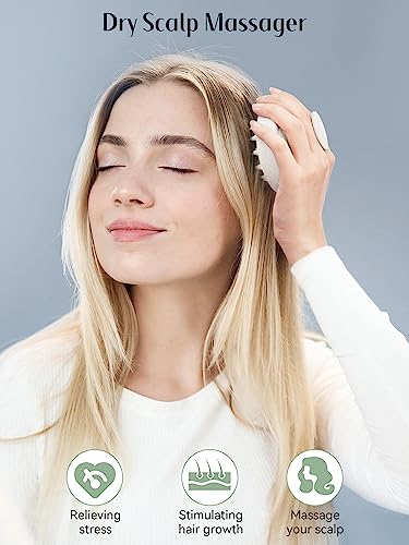 2 Pack Scalp Massager Hair Growth Scrubber for Dandruff Removal (Light Green & Beige)