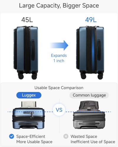 Front Pocket Expandable Carry On Luggage (Blue / 21 Inch)