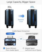 Front Pocket Expandable Carry On Luggage (Blue / 21 Inch)