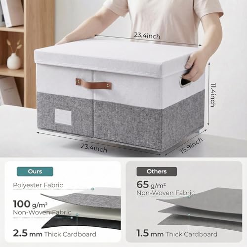 Storage Bins with Lids [3 (Grey & White / XL(3-Pack))