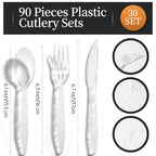 90 Pieces Transparent Plastic Cutlery Set (Transparent)