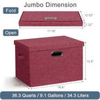 Storage Bins with Lids Fabric Closet Organizers Cubes Office Organization (Bright Red / Large -3 Pack)