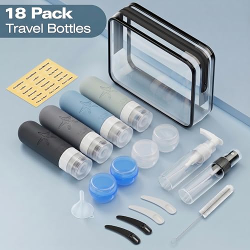 18 Pack Travel Bottles for Toiletries (06-Gray)