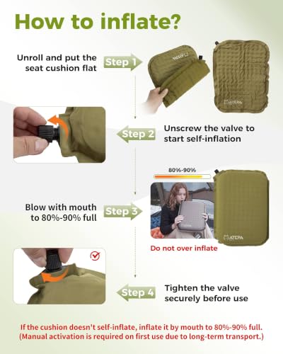 Inflatable Seat Cushion (2 Pack - Olive)