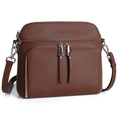 Genuine Leather Crossbody Bags for Women Travel Wallet Purse Coffee (Coffee)