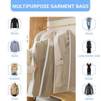 Suit Bags for Closet Storage Garment Bag 24"x 40"Clear Garment Bags for Hanging Clothes Plastic Waterproof Suit Cover Bag with Zipper for Coats (White / 24''X60'')