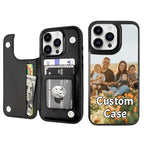 Custom Wallet Phone Case for iPhone 14 Pro Max with Photo (Black-A / iPhone 14 Pro Max)