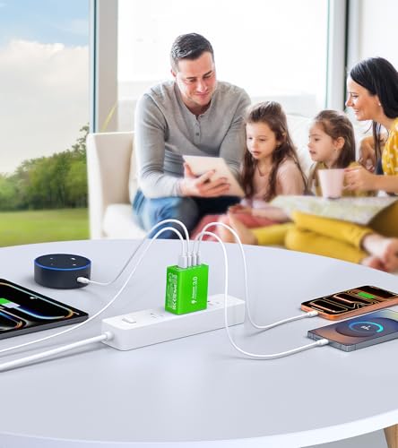 2 Pack 60W USB C Fast Charger Block (Green)
