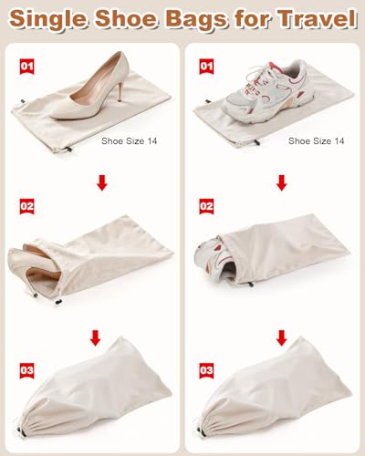 6 Pcs Single Shoe Bags for Travel (Beige / 17.3"x8.6")