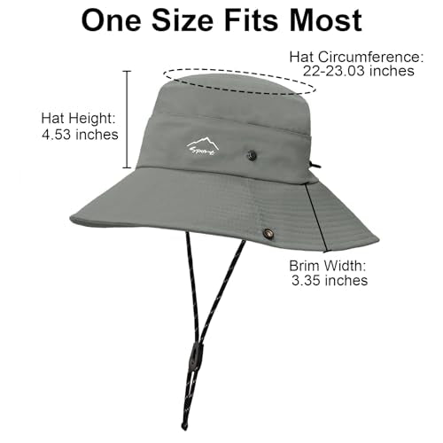 Sun Hats for Women Bucket Hat UV Protection Fishing Hat Wide Brim Safari Hats 2 in 1 Zip (1pack-dark Grey)