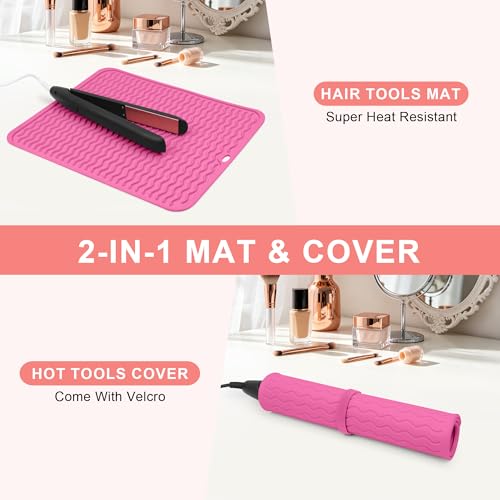 Oversize Silicone Heat Resistant Mat for Hair Tools (Hotpink)