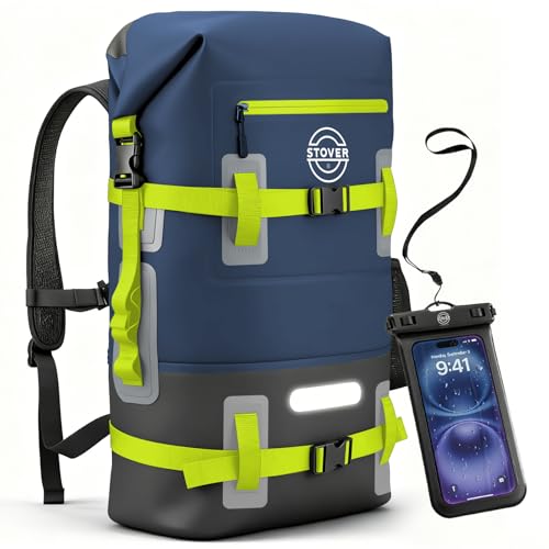 30L Waterproof Dry Backpack & Phone Case (Navy Blue/Black/Green / 30L)