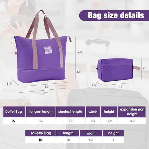 Softside Luggage Set Lightweight 3 Piece Suitcase with Duffel Bag (Softside Luggage(22/26/30) / Purple + bags)