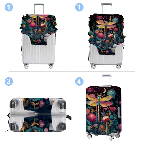 Luggage Cover Washable Suitcase Protector Anti (Dragonfly / XL(fits 32-34Inch suitcase))