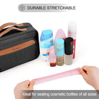 Travel Hanging Toiletry Bag for Women (Black / Large*1 + Leak Proofing Bottle Covers*8)