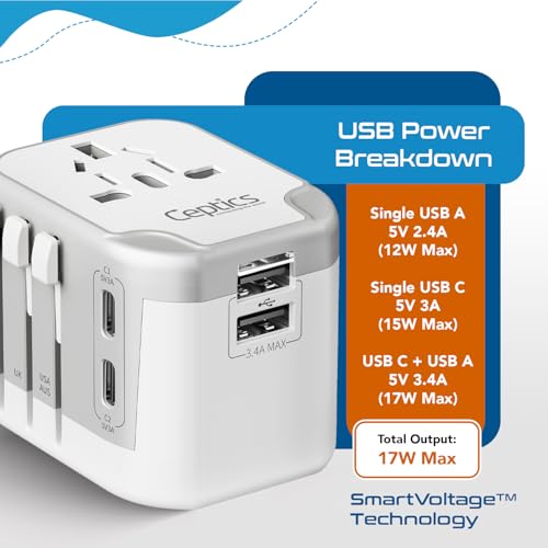 Universal Travel Adapter (White/Silver)
