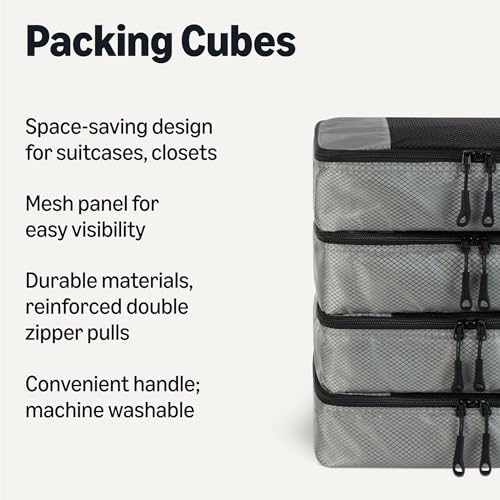 4 Piece Packing Cubes Travel Accessories Set (Gray / 4 x Small)