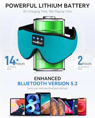 3D Sleep Headphones Bluetooth 5.4 Sleep Mask with HD Speakers (Blue)