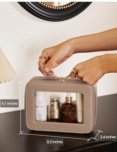 Clear Makeup Bag Travel Cosmetic Case Transparent Toiletry Bag with Zipper (Gold / Medium Moda)