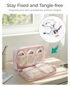Electronics Organizer Travel Case for Cords Chargers Phones (8.3"L x 5.3"W x 2.3"H / Pink)