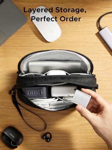 Electronics Organizer Travel Case Bag Multifunctional Organizer Carrying Case for Cables (Medium)