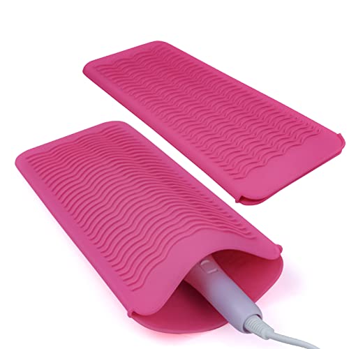 Silicone Heat Resistant Mat Pouch for Hair Straightener (2 Pack / Pink)