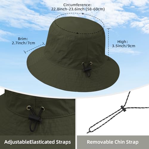 Waterproof Bucket Hats for Woman UPF 50+ Sun Hat Olive (Olive)
