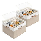 2-Pack 32-Pair Closet Shoe Storage Organizer, Brown and White (Brown & White / Medium-2 Pack)