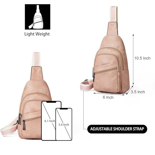 Sling Bag Crossbody Bags for Women Small Cross Body Bag Fanny Packs Chest Sling Purse for Daily Travel Leisure Sport (7-3 Pink)