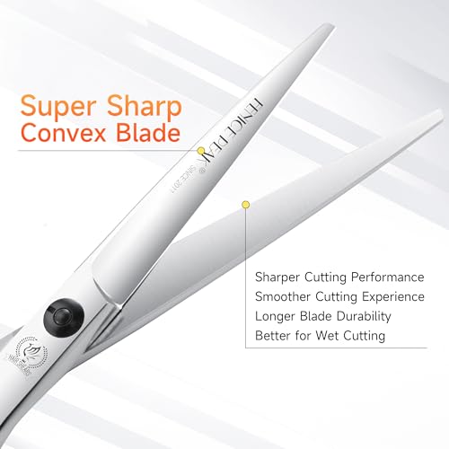 Professional Straight Hair Cutting Scissors 5.5'' Barber Haircut Shears with Sharp Razor Edge 440C Hair Scissors with Ergonomic Design for Salon and Home User (Straight / 5.5 inches)