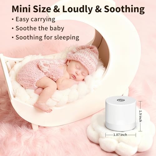 Sound Machine Mini White Noise Machine with 30 Soothing Sounds 4 Timers Memory Function for Newborn Baby Kids Adults Portable Rechargeable Sleep Brown Noise Machine for Travel Camping Home Office (White)