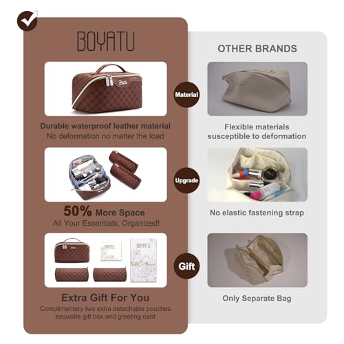 Travel Makeup Bag Cosmetic Bags for Women (A-6-Brown)